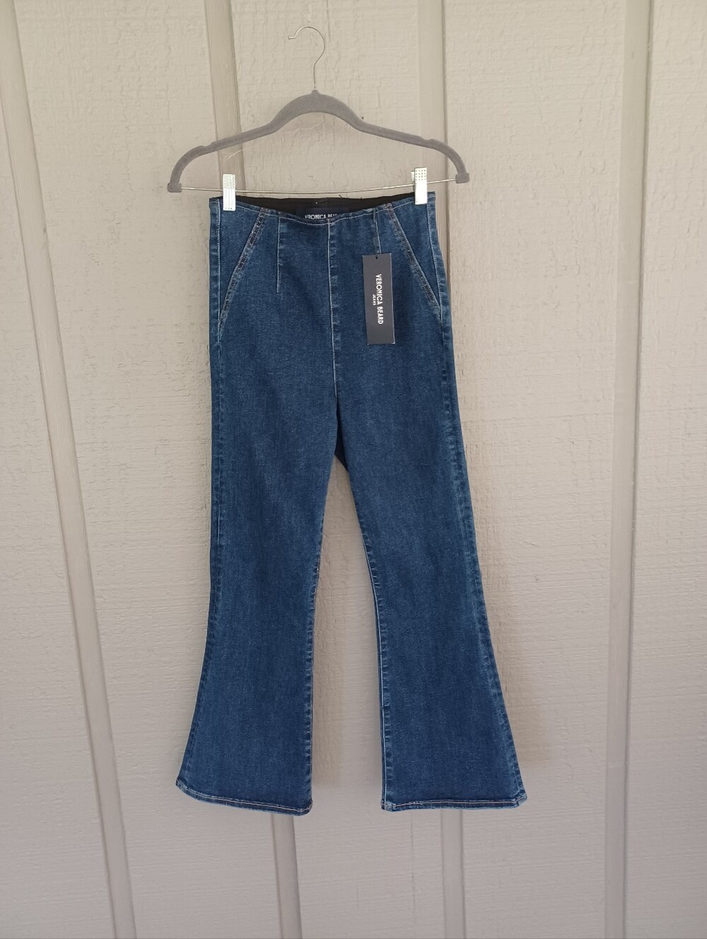 Veronica Beard Carson Off Duty Ankle Flare Jean Size S Pullon Stretch In Blue
